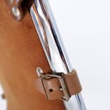 Vintage Leather and chrome Tubular Lounge Sling Chair, 1960s