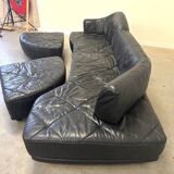 Canapé modulaire en cuir de mouton italien, design des années 1980