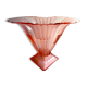 Large fan vase, glass, bright pink and frosted, Art Deco