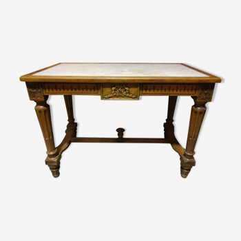 Table style Louis XVI en noyer et marbre