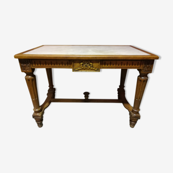 Table Louis XVI style in walnut and marble