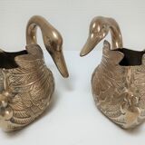 Two vintage solid brass brass zoomorphic pot pot cache