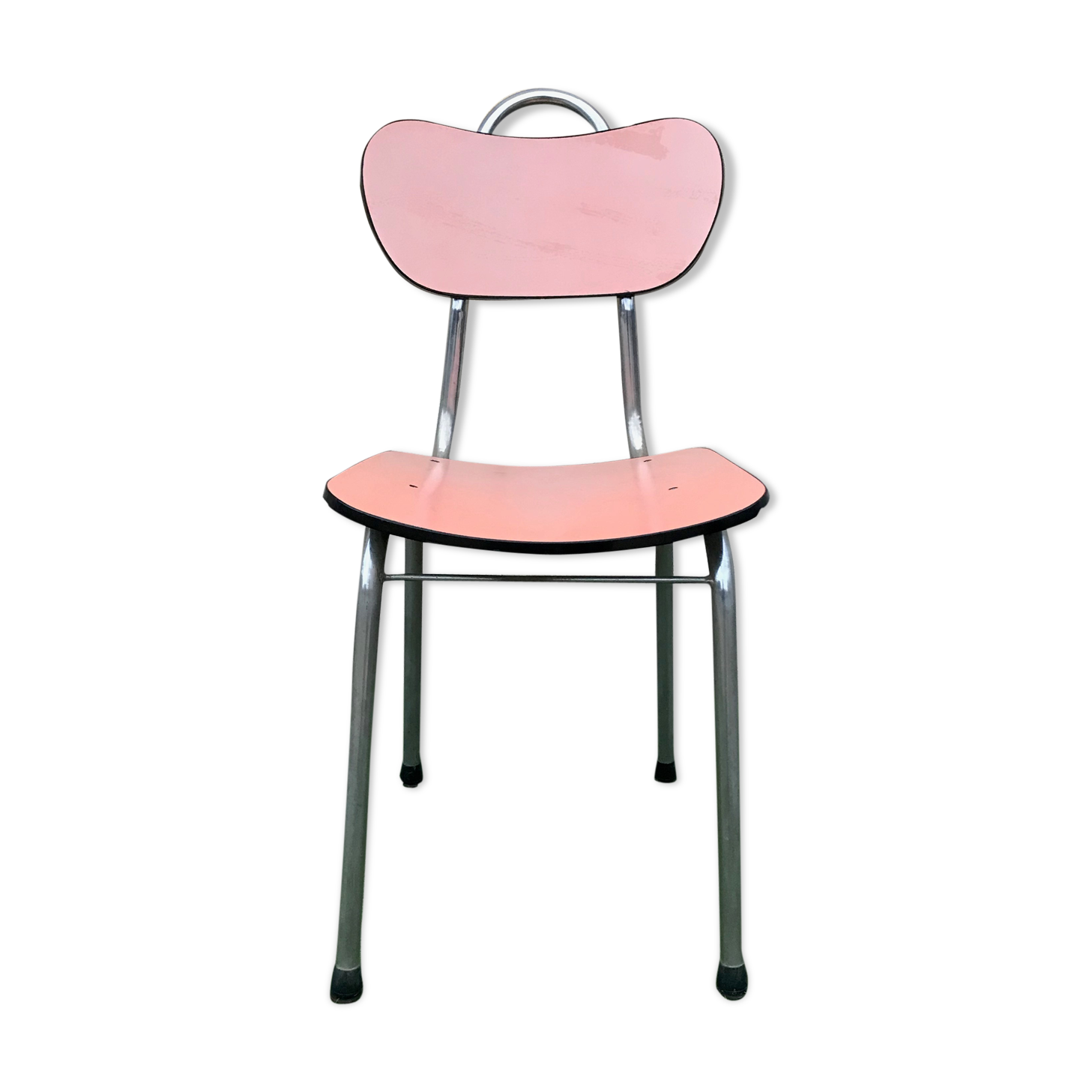 Pink chair in formica
