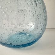 Vintage 1960s blue bubble glass BIOT carafe