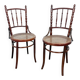 Set of Two Antique Fischel Bentwood Chairs – Vienna Café Chairs – Cane Seat