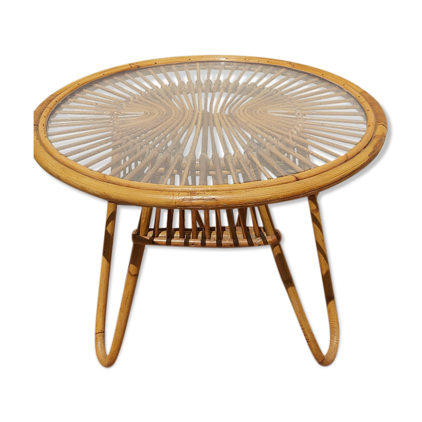 Rattan coffee table 50s