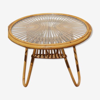 Rattan coffee table 50s