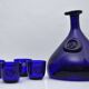 Cobalt Blue Viking Decanter and Cups, Holmegaard Glasværk, 1962