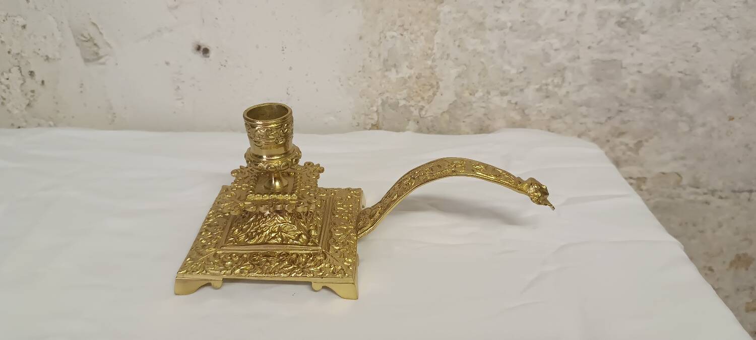Cave rat bronze candlestick