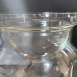 Jar type bonbonnière in translucent glass shape round modernist