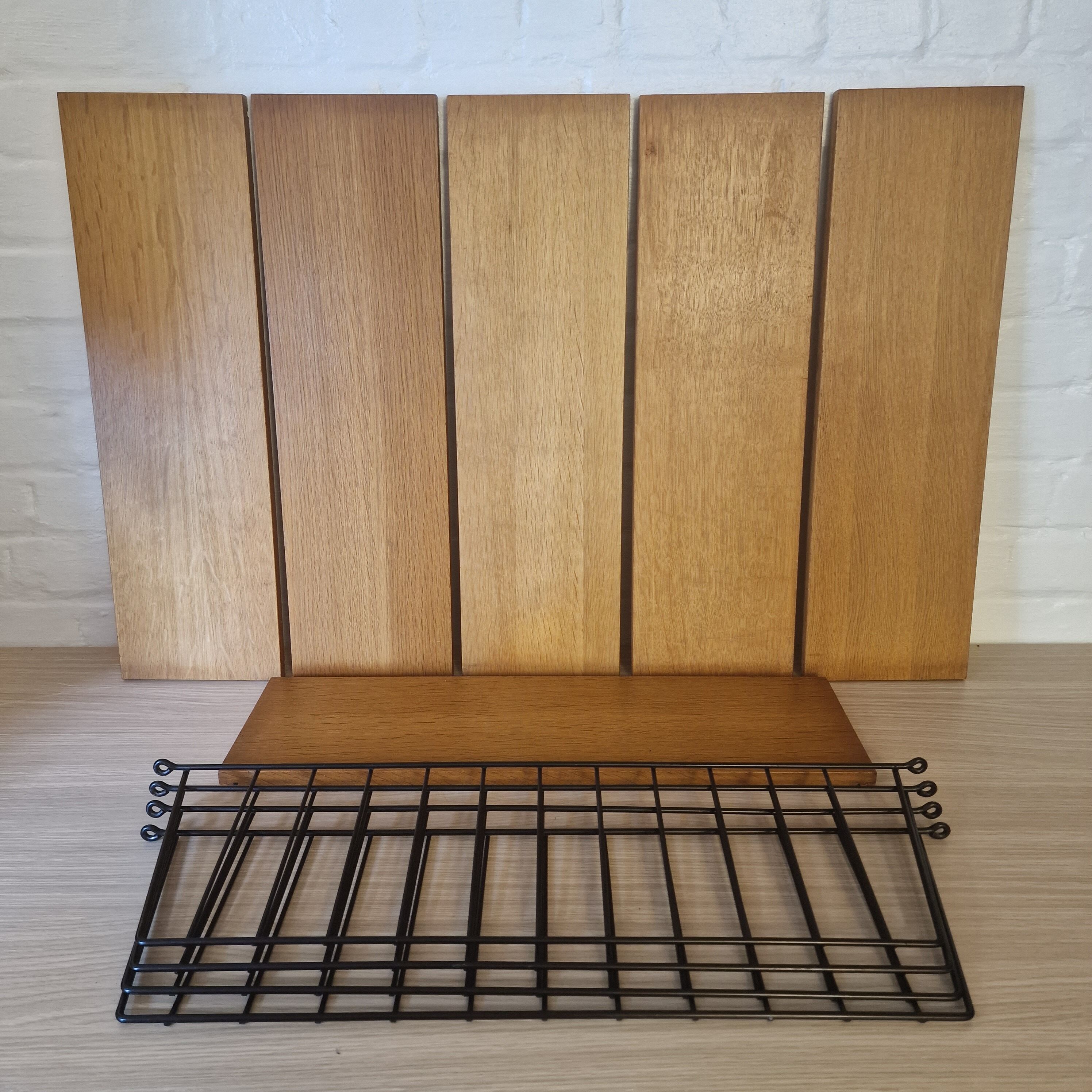 Scandinavian wall shelves teak & metal, 1960s