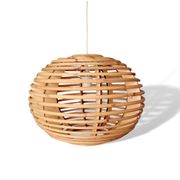 Portuguese mid century modern beige bamboo hanging lamp 1960s