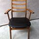 Fauteuil bois blond et cuir scandinave années 60