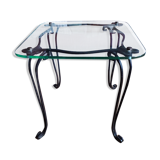 Coffee table from the 50s in wrought iron and glass top