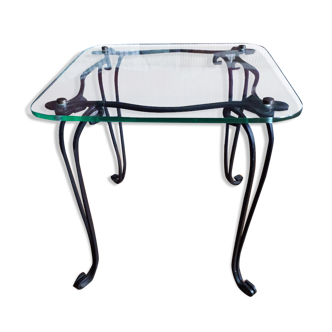Coffee table from the 50s in wrought iron and glass top