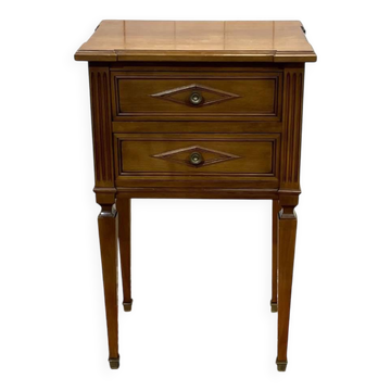 1950s Louis XVI style cherry wood bedside table
