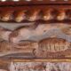 Golden wooden wall mirror 70s 70x115cm