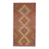 Tapis turc Oushak fait main en laine et coton orange des années 1970 179x353