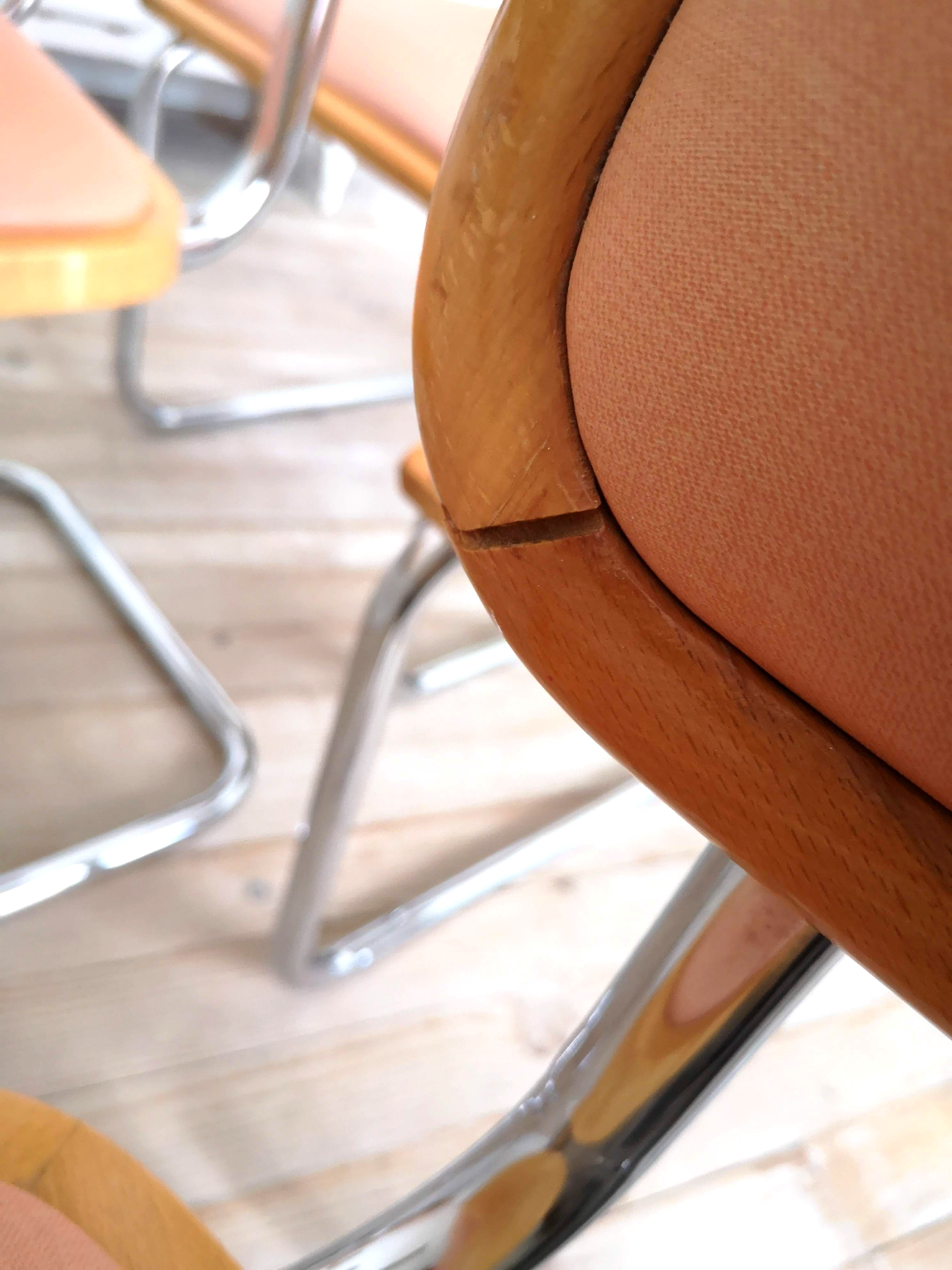 Suite of 4 armchairs by Marcel Breuer 1980 skaï
