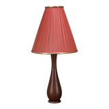 Danish Mid Century Teak Table Lamp with Red Shade, 1960s