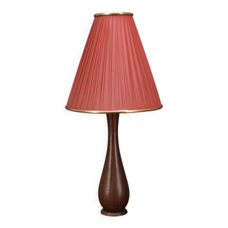 Danish Mid Century Teak Table Lamp with Red Shade, 1960s