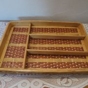 Cutlery rack in wicker and bamboo