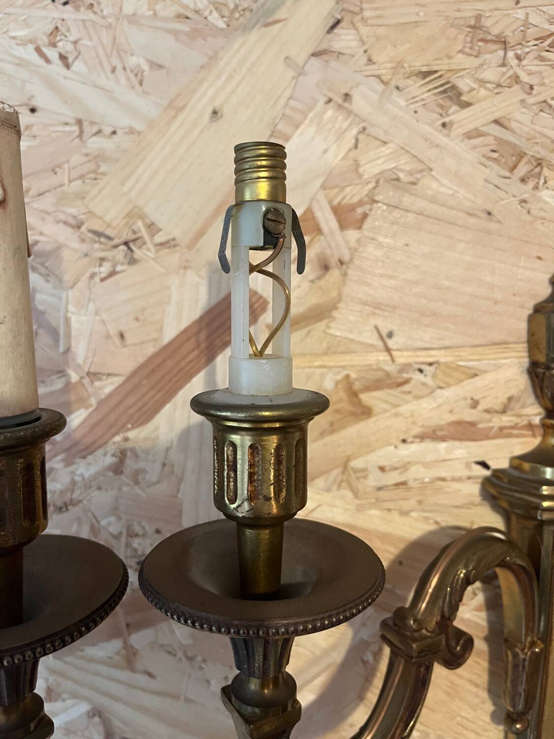 Pair of Empire style bronze wall lights