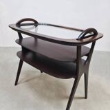 Table d'appoint vintage du milieu du siècle avec plateau de service Hans Olsen années 1950