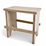 Rustic Spanish Milking Stool, Handcrafted Wood, Original Patina, 1940s