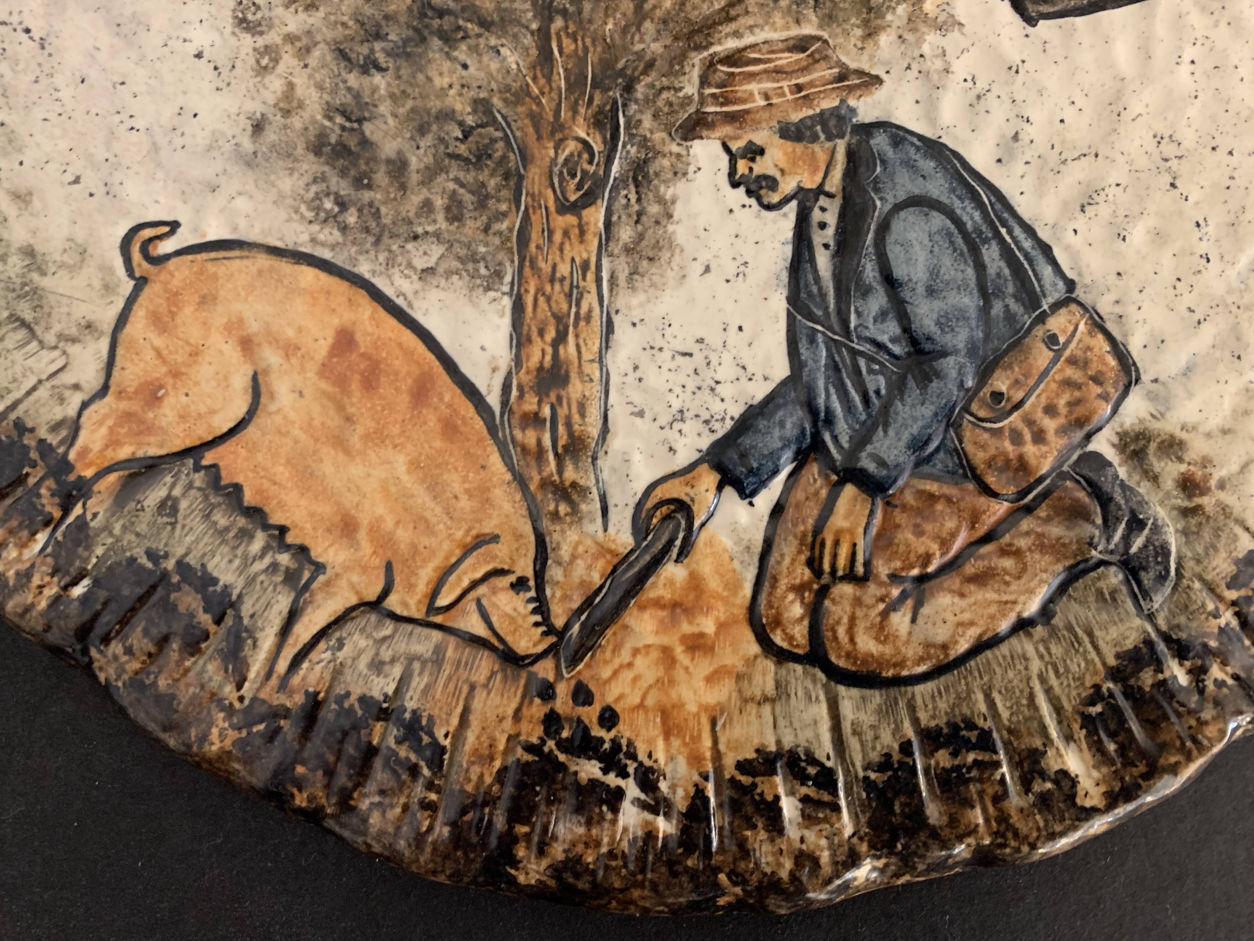 Bruno Dose ceramic cheese platter, Pottery du Breuil