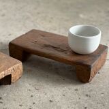 Mini Asian teak side stool blonde
