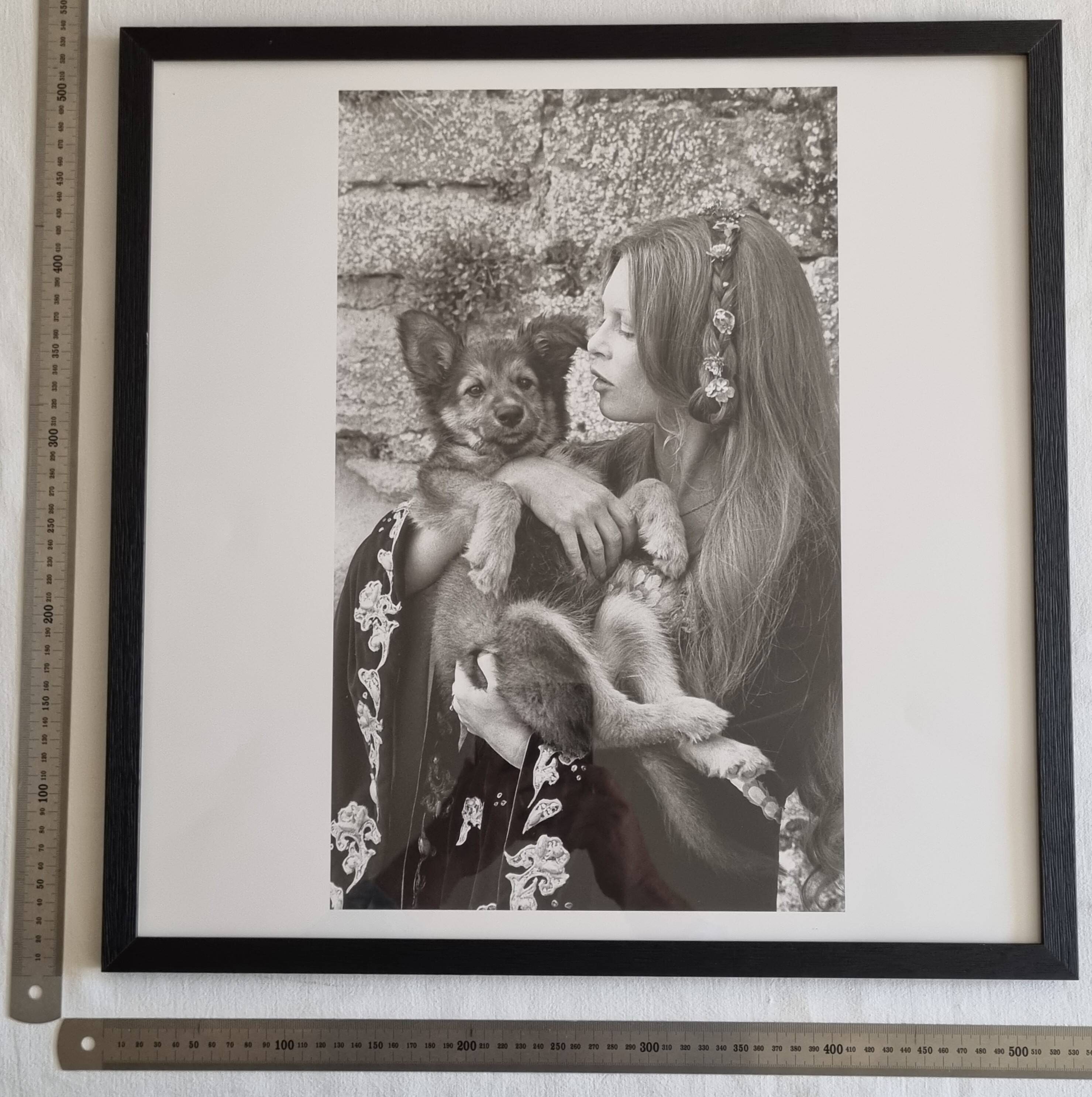 Brigitte Bardot, framed vintage black and white offset reproduction 53 cm