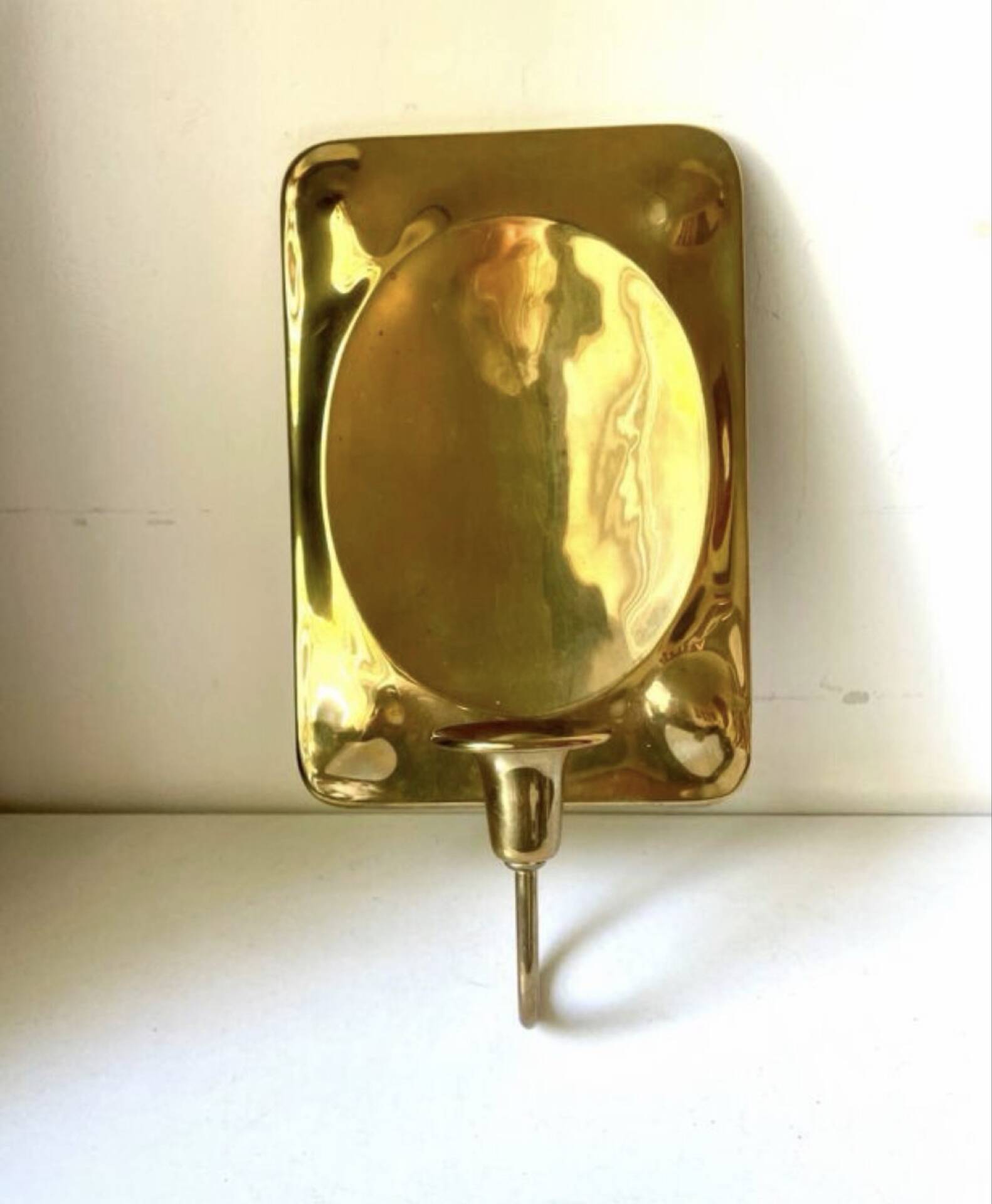 Vintage Scandinavian Brass Wall Candle holder Sconce height 28 cm