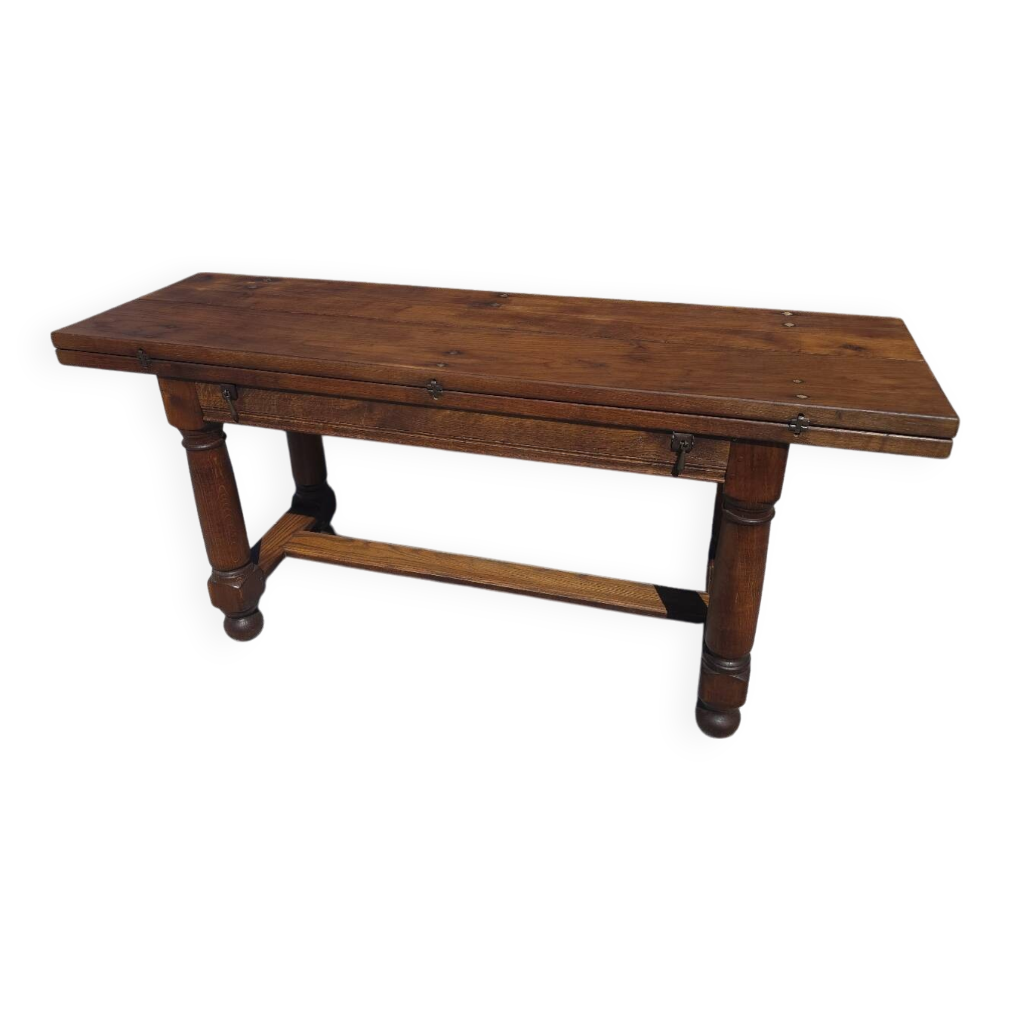 Table de ferme en chêne avec abattants