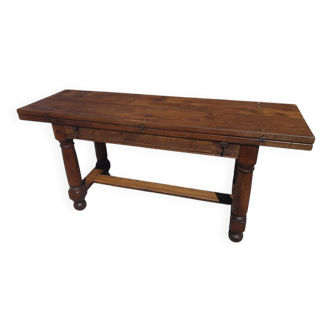 Oak farmhouse table with drop leaves
