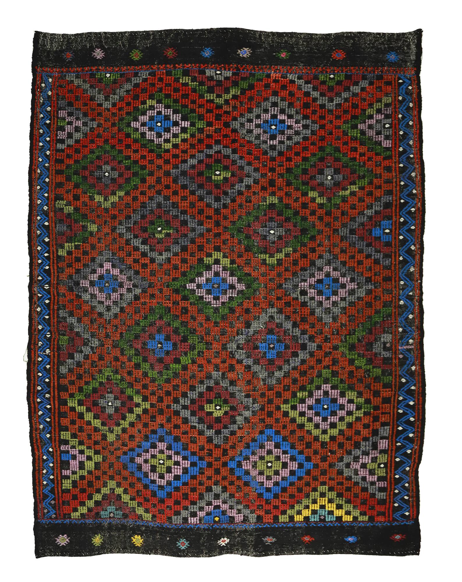 Turkish Kilim Yoruk Vintage 218x283 cm Geometric Multicoloured