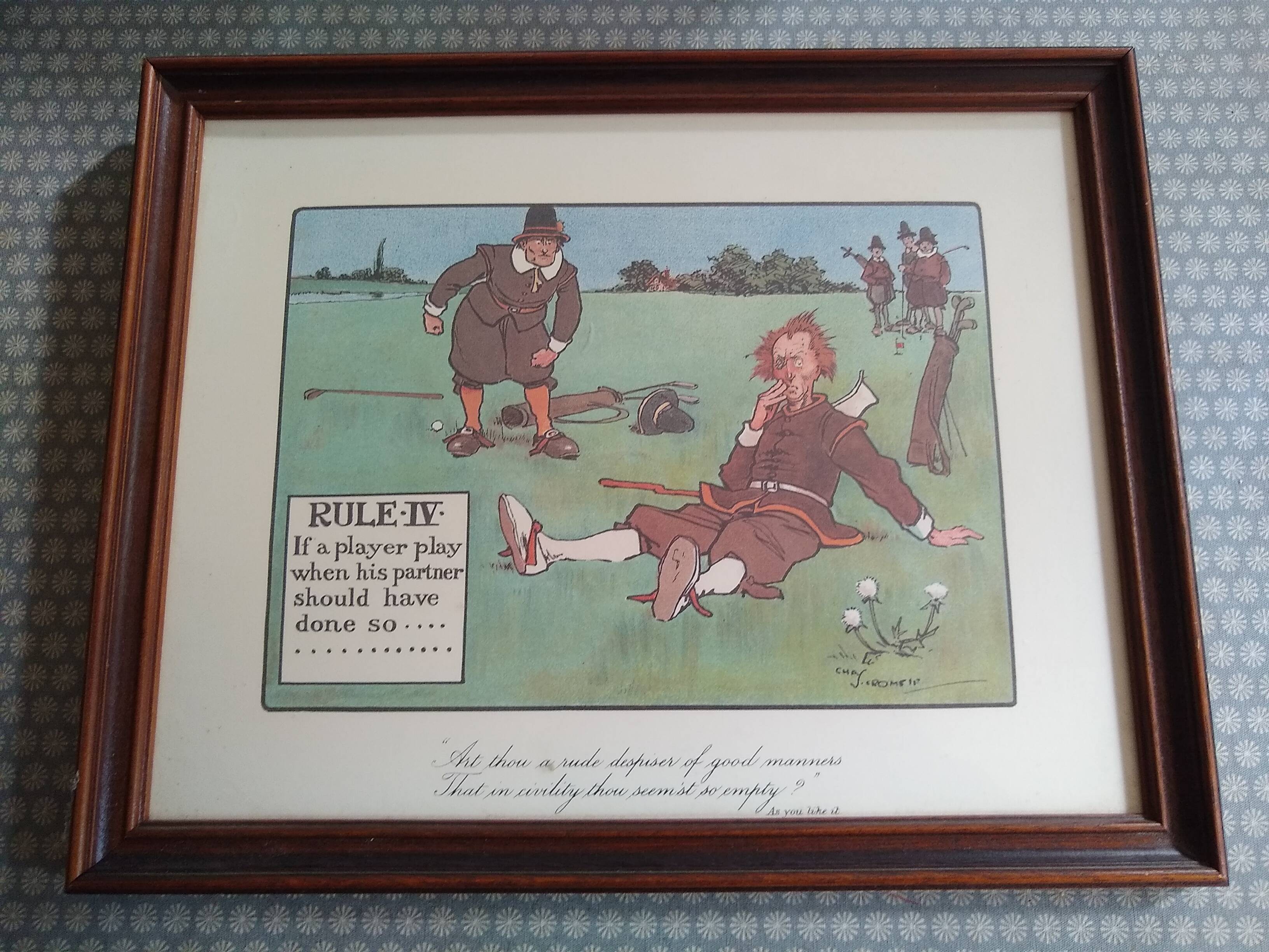 Lot de deux gravures : les règles du golf d'après ch.Crombie
