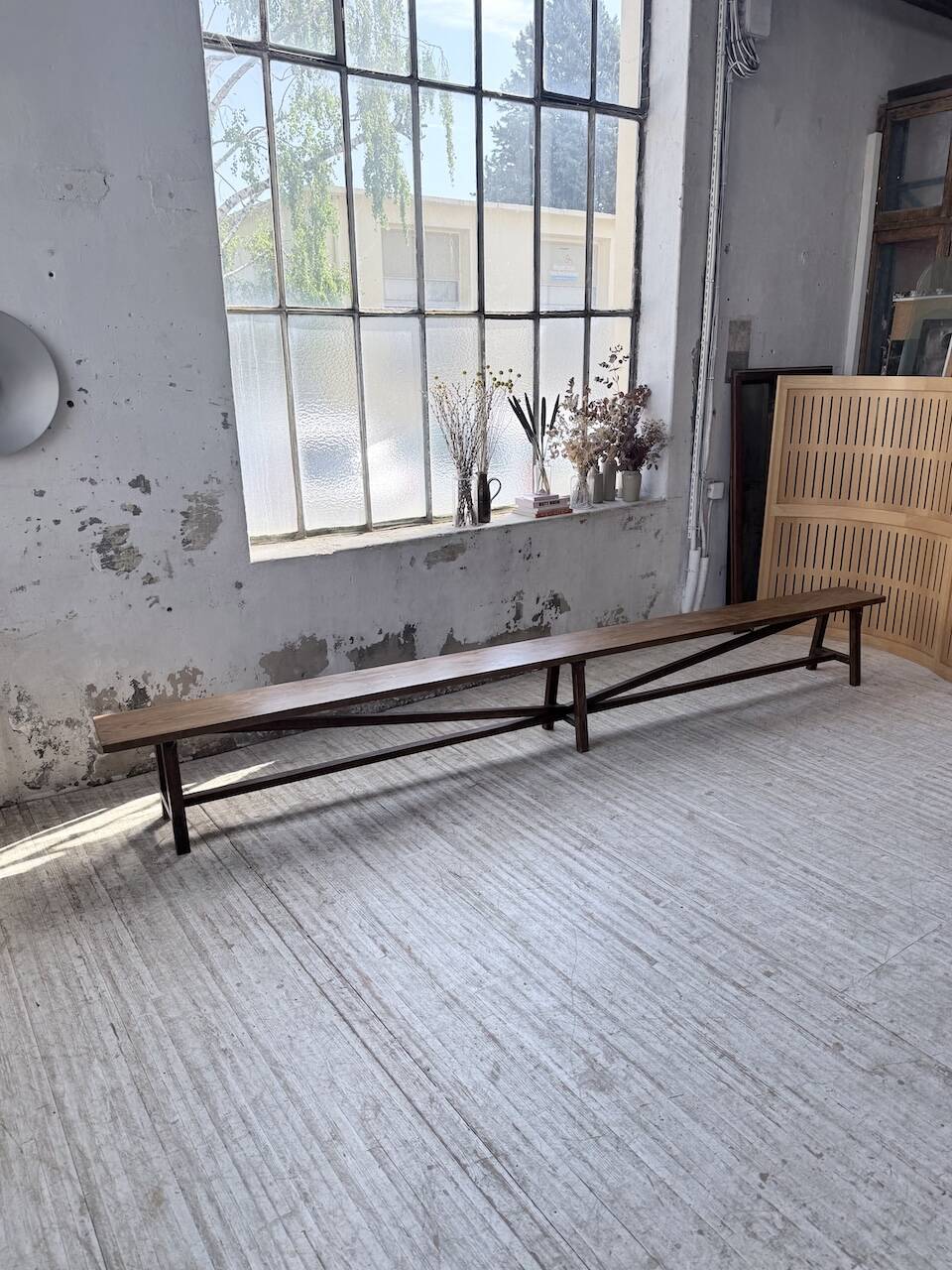 Paire de bancs de ferme chêne 4 mètres