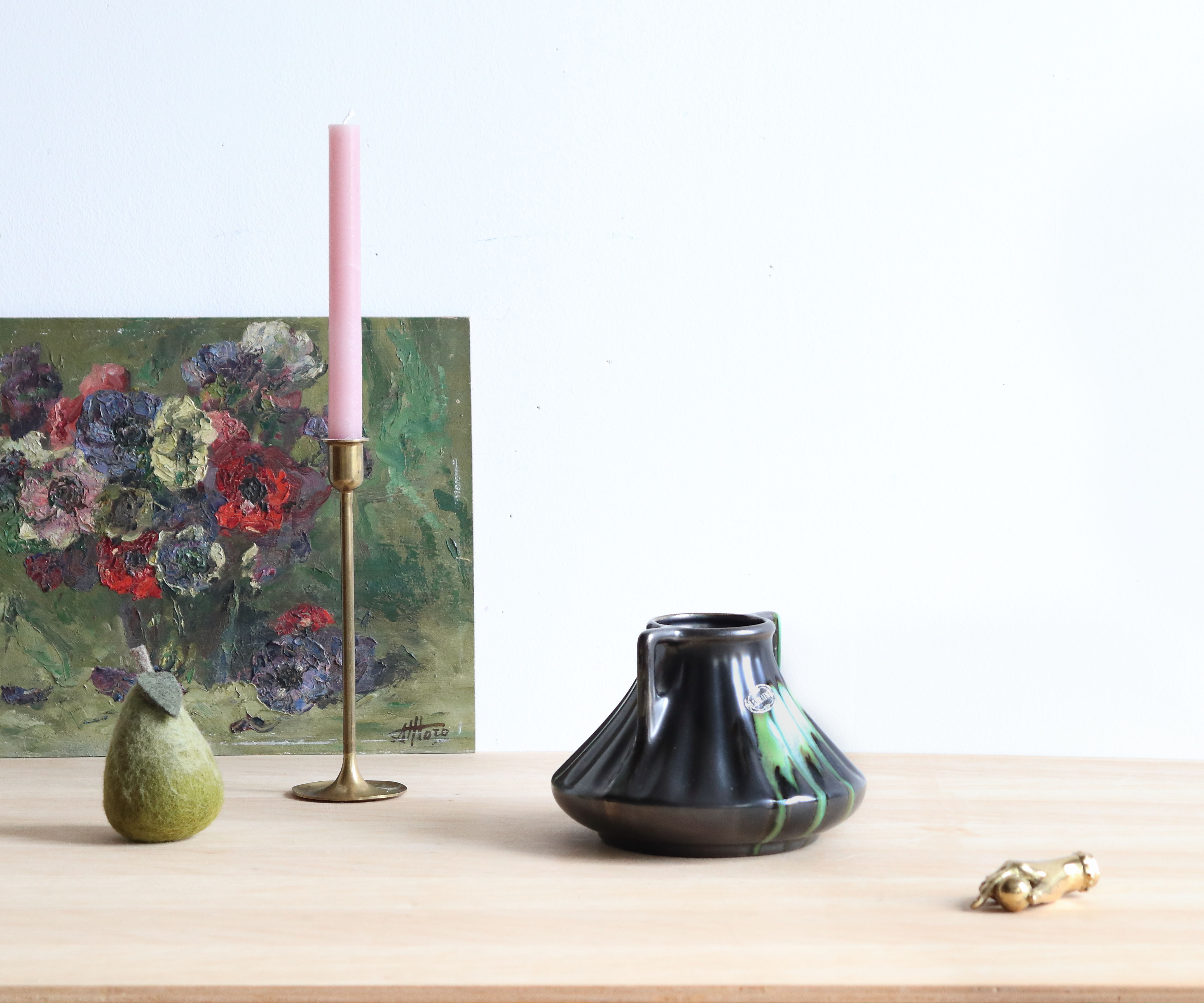 Thulin Airain flamed stoneware vase with handles, Belgium, Art Deco period