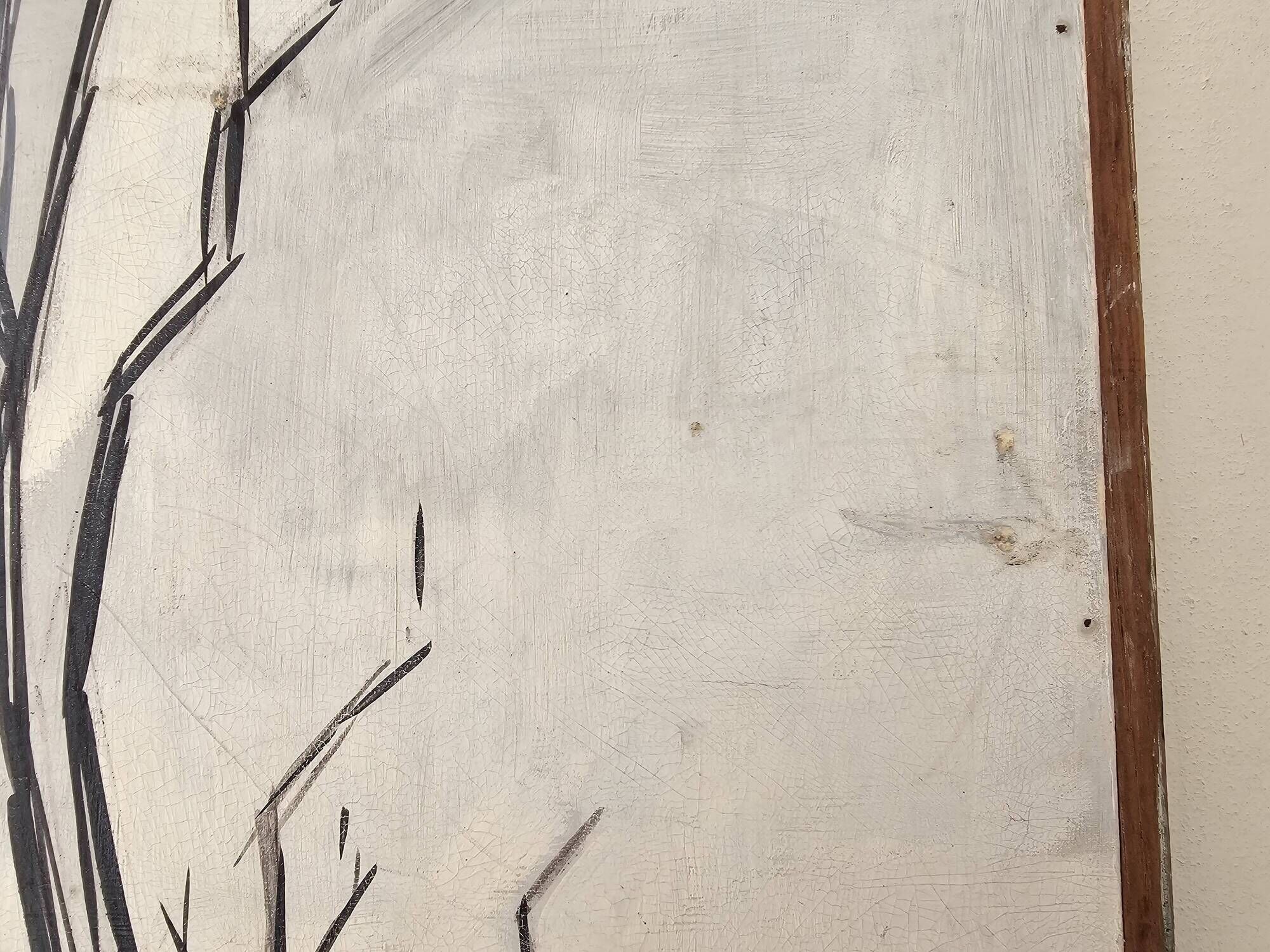 Oil painting on panel Winter landscape with snow Signed Bazin