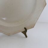 Creil and Montereau plates, 19th century, Perle model, ivory / set of 3