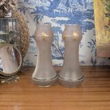 Paire de vases art nouveau en verre émaillé peint à la main fin xixème