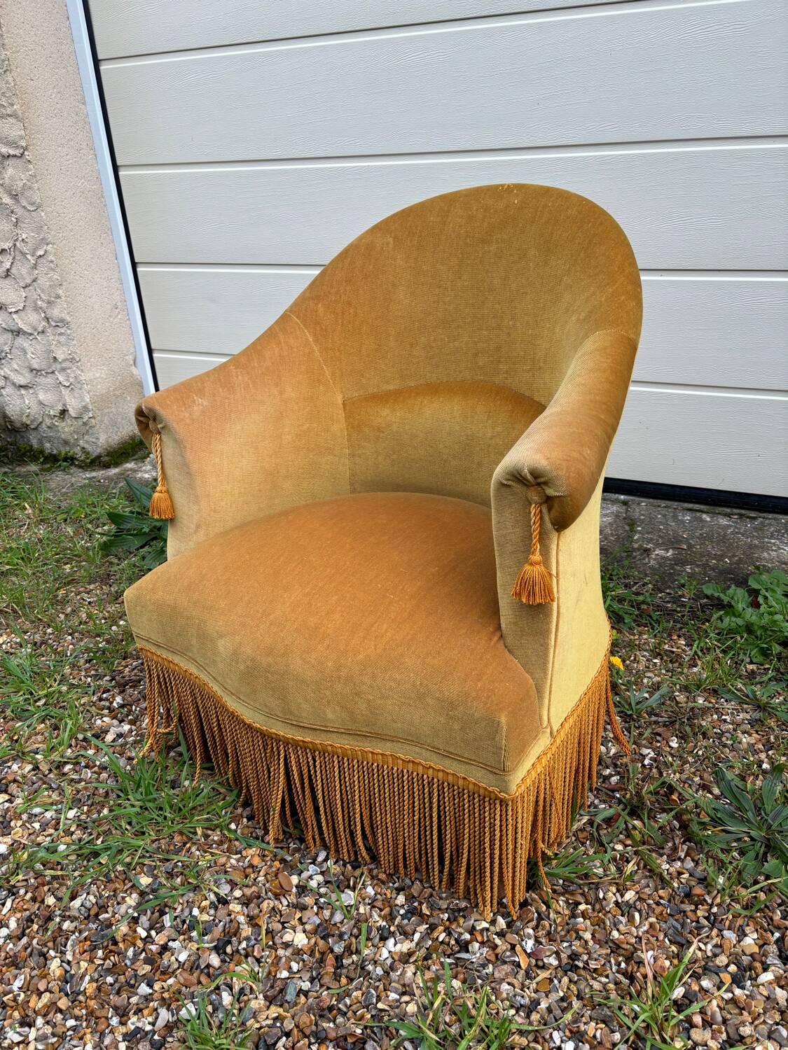 Toad armchair in gold velvet