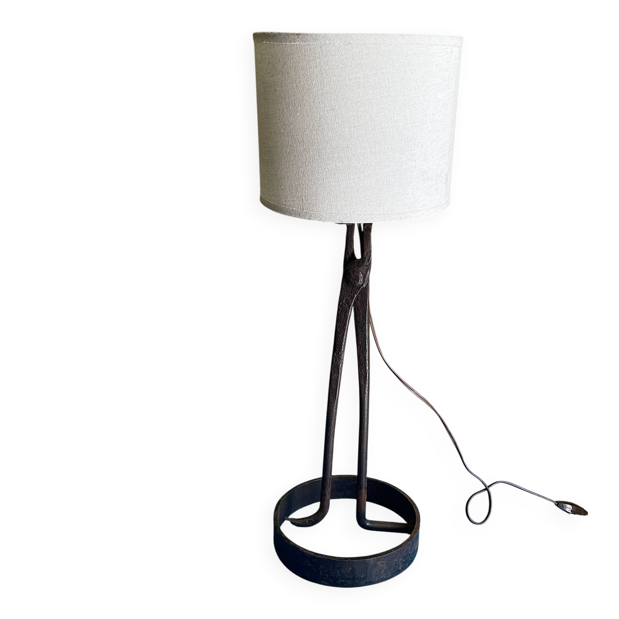Brutalist wrought iron lamp