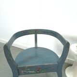 Old wooden blue set of chairs with flowers from Sweden