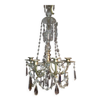 Antique brass and cut crystal chandelier - Empire style - 5 arms - for box