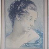 Portrait of a woman after François Boucher - chromolithography of Louis Marin Bonnet - XVIIIth