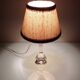 Bedside lamp with glass base and beige fabric lampshade / vintage 60s-70s