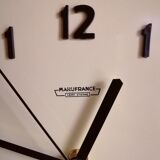 Clock formica vintage asymmetrical silent wall clock "Manufrance pale yellow"