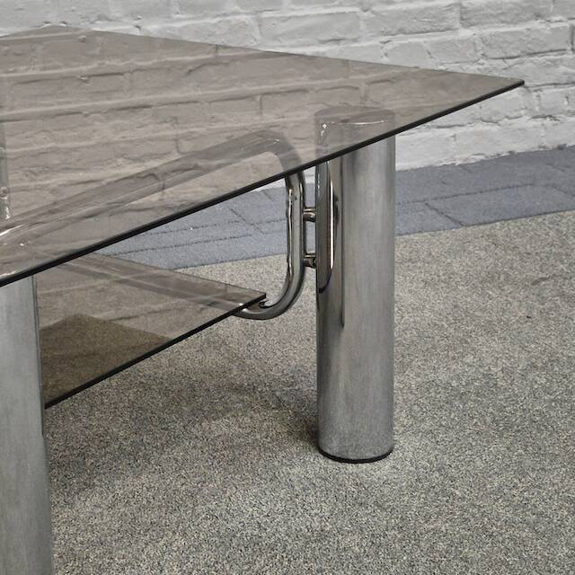 Vintage italian chrome coffee table -1970's